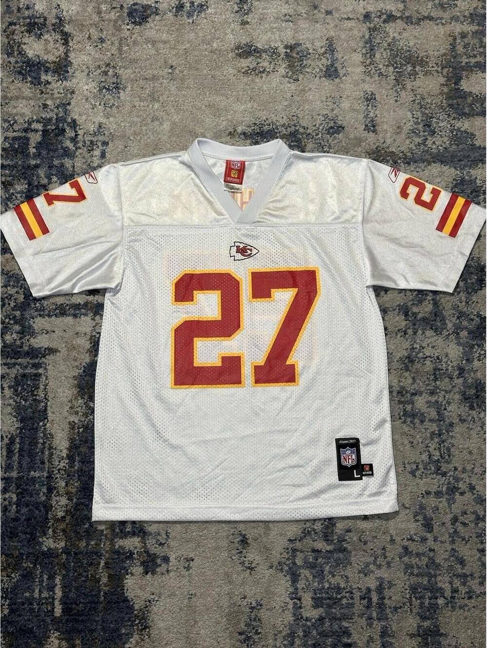 Reebok NFL Kansas City Chiefs Larry Johnson #27 White Jersey Youth Large 14-16